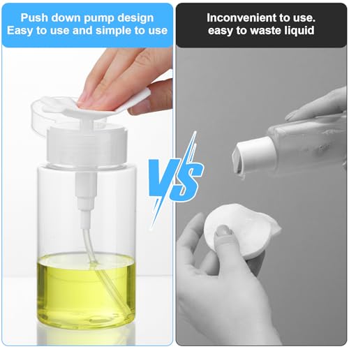 2 Stück Pumpflasche 200ml/150ml Nagellackentfemer Runterdrücken Dispenser Pumpflasche Zylinderflasche Pumpflaschenspender für Make up Entferner