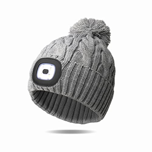 Image of Classic Rechargeable LED Warm Knit Beanie Head Light Hat Headlamp for Outdoor Activities