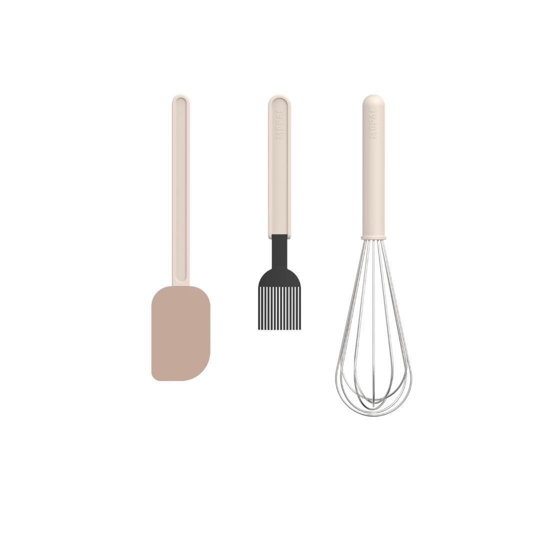 Mepal - Baking Set 3 Pieces (Large Dough Scraper + Pastry Brush + Whisk) Chef It - Set for Bakers - Heat Resistant - Dishwasher Safe - Kitchen Utensils - Chalk