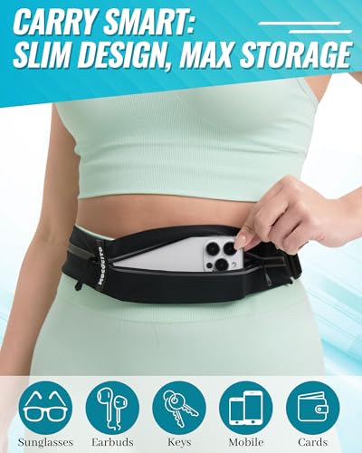 MOCOCITO Laufgürtel für Handy, Lauftasche, Hüfttasche für Jogging, Sport Jogging Gürtel, Running Belt, Fitnessgürtel, Handytasche, Geeignet für Mobiltelefone verschiedener Modelle und Größen(Schwarz)