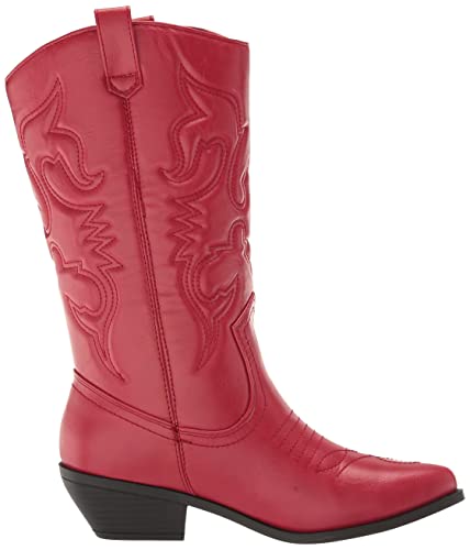 Image of Soda RENO ~ Women Western Cowboy Stitched Pointe Toe Low Heel Ankle Mid Shaft Fashion Boots