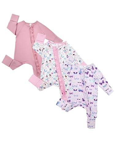 Image of Bow Dream Baby Girl Clothing Footies Bamboo Rayon Baby Girl Clothes Baby Romper Jumpsuit Newborn-24 Months