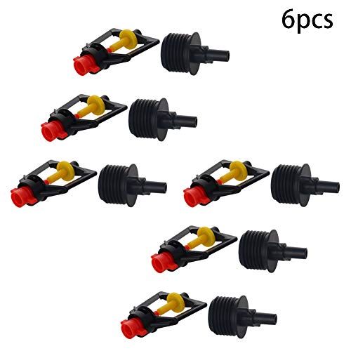 Bettomshin Micro Refraction Nozzle, 1/2BSPF Thread 4.25inches Plastic Atomization Sprinkler for Garden Irrigation 6Pcs?Black,Yellow,Red?