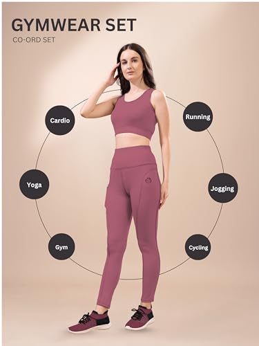 Image of High-Waist Track Suit, Co-ord Set for Women's, Gym wear 2-Piece Workout Set, Sports Bra and Bottom Set, Sports Running Suits, Yoga Wear
