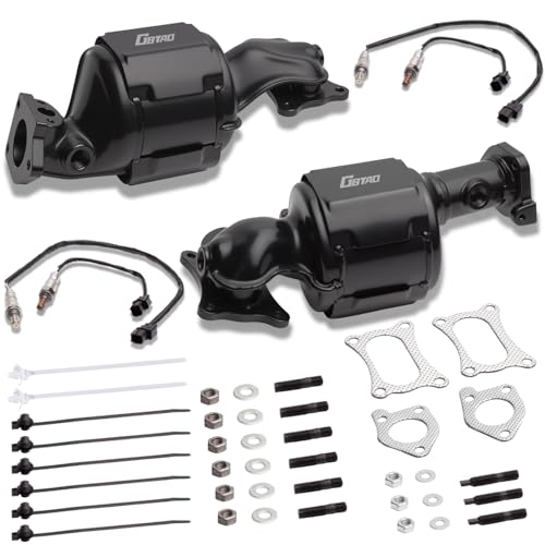 GBTAD 2PC High Flow Front Catalytic Converter Kit & O2 Oxygen Sensor for 2008-2017 Honda Accord, Pilot, Odyssey, Ridgeline, Crosstour & Acura MDX RDX TLX TSX TL ZDX RL 3.5L 3.7L V6(EPA Compliant)