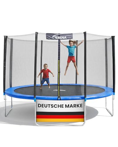 Terena Trampolin Outdoor 430 cm mit Sicherheitsnetz – Trampolin Kinder – Hochwertiges 14ft Gartentrampolin belastbar bis 150 kg – Trampoline UV-beständig – Trampoline Outdoor Ø 430 cm