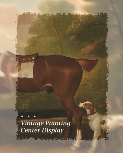 Image of HUARCEY Gold Framed Vintage Wall Art for Living Room, Animals Painting Prints Shelf Decor for Kitchen, Aesthetic Bedroom Wall Art, Best Gifts for Friends or Family - Human Horse Dog 10L x 8W