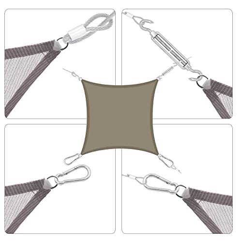 Nqn 48 Pcs T304 6 Inch Hardware Kit For Square & Rectangle Sun Shade Sail Canopy Awning Installation Installation Complete Set, 48 Ft (12'X4) Extension Cable Wire Rope, 304 Stainless Steel, Anti Rust #TOP5