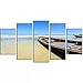 Produktbild Laimi Bilder 5 Teilig Traditionelles thailändisches Boot am Strand Leinwandbilder Bild auf Leinwand Vlies Wandbild Kunstdruck Wanddeko Wand Wohnzimmer Wanddekoration Deko Mit Holzrahmen