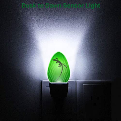 Swono Gecko Lizard Nightlight With Light Sensors Clear Green Leaf Veins Nature Night Light Auto On Off Night Lights Plug Into Wall For Bedroom Bathroom #TOP3