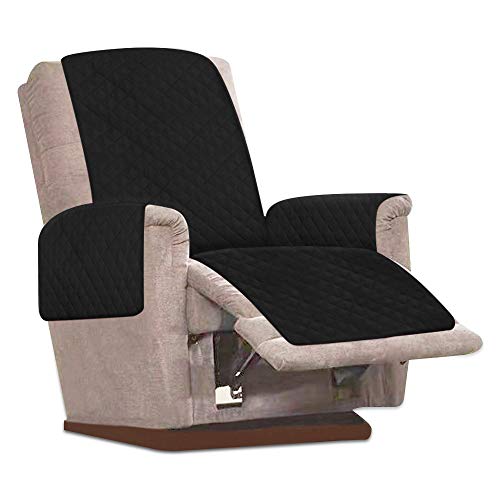 willkey Housse de Fauteuil Relax Matelassé Couvre Fauteuil Inclinable Doux Protecteur Canapé 1 Place Antidérapant pour Animaux de Compagnie (Noir)