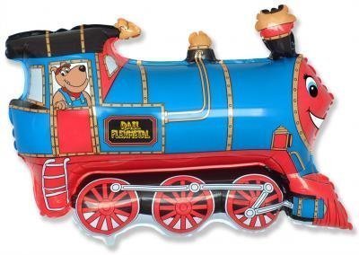 Toyland® Blue Train Shaped Foil Balloon 66cm (26") - Kids Party Decoration, Blue,red, Large