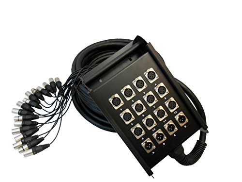 Audio2000'S tm ADC2707 66 ft, 18mm Multiple Stage Cable and Stage Box: 12 XLRF & 4 XLRM Jacks(Stage Box) to 12 XLRM and 4 XLRF Connectors
