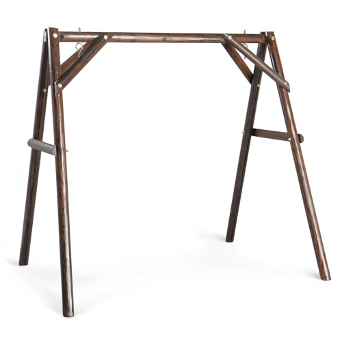 VINGLI 5.6FT Porch Swing Frame Heavy-Duty 770 LBS Wooden Porch Swing Stand Improved A-Frame Swing Stand for 4 FT Swing Bench for Garden Yard Patio Rustic