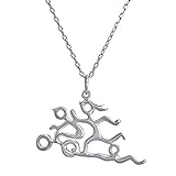 Sport Triathlon Necklace Sterling Silver Runner, Olympic Ring, Biker, Swimmer Competition Triathlete (Sterling-Silver) Free Keychain