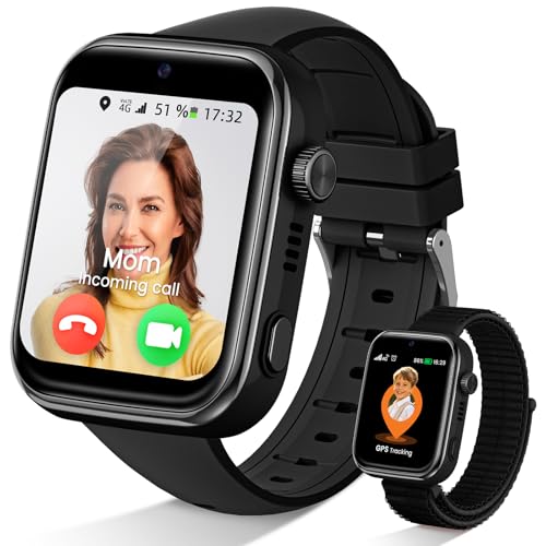 SWGOTA Montre Connectée Enfants, 4G Montre Telephone Enfant avec GPS/Appels Vidéo/Chat Vocal/WiFi/SOS/IP68 Étanche/SMS/WhatsApp/Mode Classe/5...