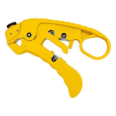 Simply45 Professional Adjustable LAN Cable Stripper & Cutter for Shielded & Unshielded Cat7a/6a/6/5e UTP/STP - Includes Wire Straightener Comb - Yellow - S45-S01YL Cover