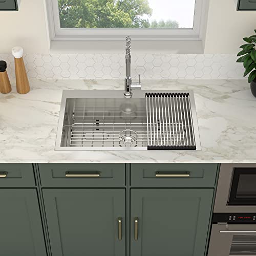33 Drop In Sink - Logmey 33 X 22 Kitchen Sink Stainless Steel 18 Gauge Topmount Single Bowl Kitchen Sink Basin #TOP1