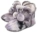DUNLOP - Damen Kuschelig Plüsch Fell Booties Hausschuhe Hüttenschuhe mit Bommel - Reißverschluss - Memory Foam (41, Grau/Mink)