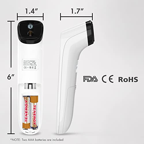 Tenergy Non-Contact Forehead Thermometer For Kids And Adults, Touchless Instant 1 Second Result Infrared Thermometer, Digital Baby Thermometer With Fever Indicator For Whole Family, Batteries Included #TOP6