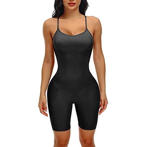 Hioffer Shapewear Bodysuit for Women Seamless Full Bodysuits Mid Thigh Butt Lifter Shapewear Cover