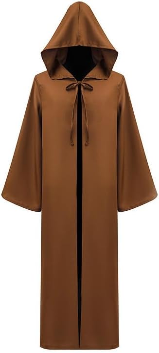 Adult Wizard Tunic Hooded Robe Men Knight Cloak Costume