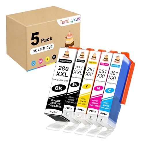 TerraLyxus Refillable 280XL 281XL 280 XL 281 XL Ink Cartridges Compatible for PIXMA TR8620 TR8620a TS702 TS702a TS6120 TS6220 TS6320 TS8120 TS8220 TS8320 TR7520 TR8520 TS9120