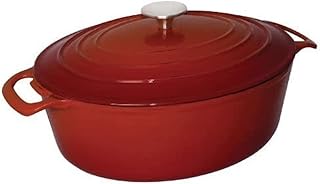 Vogue Large Cast Iron Oval Casserole Dish 125 x 230 x 305 mm 6 Litre Red