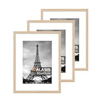 Walasis Bilderrahmen 30x40 Holz: 3er Set 40x30 Rahmen mit Passepartout für Foto Poster - Holzrahmen mit Acrylglas