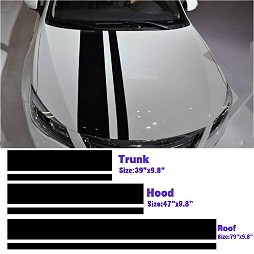 9.8" Inch Wide Car Dual Racing Stripes Hood Roof Trunk Decal for All Car Truck Vehicle Vinyl Decal Custom Made SUV Free Size