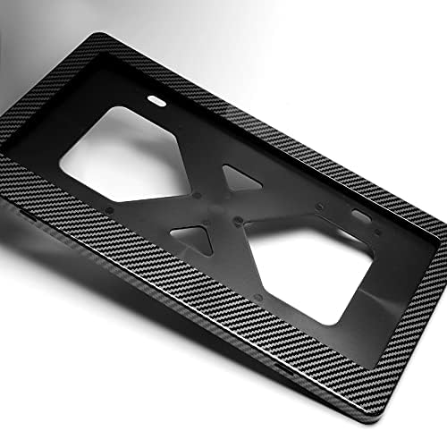HYPERSPEED W-Power 2 in 1 License Plate Holder Frame W/Bracket, Universal for US Standard, Car Mods Exterior Accessories (Black Real Carbon) (Carbon Look)