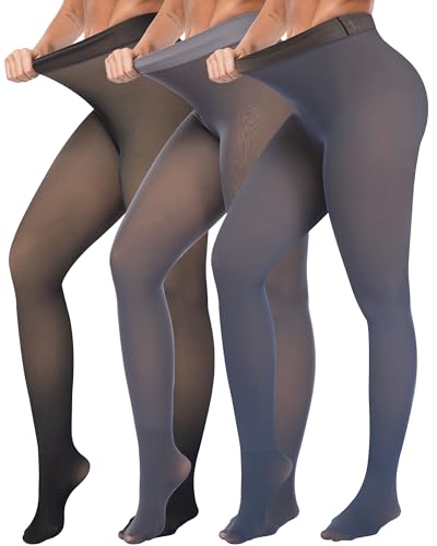 Image of ATHVOTAR Fleece Lined Winter Tights Women - Thermal Warm Opaque Pantyhose Thick Sheer Leggings
