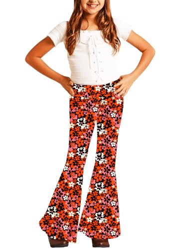 Image of Deerose Girls Halloween Hippie Bell Bottom Pants High Waist Flare Pants 5-14 Years