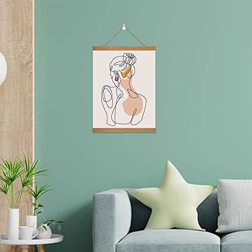 Bemaystar Magnetic Poster Hanger Frame - 12X16 12X18 12X24 Teak Wood Poster Frames For Posters, Prints, Photos, Scroll, Pictures Or Maps Home Decor #TOP5