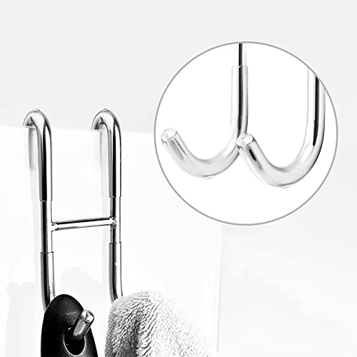 VOANZO 2 Pcs Stainless Steel Shower Door Hooks S Shaped Extended Towel Hanger Bathroom Double Hooks for Bathroom Glass Door - Image 4