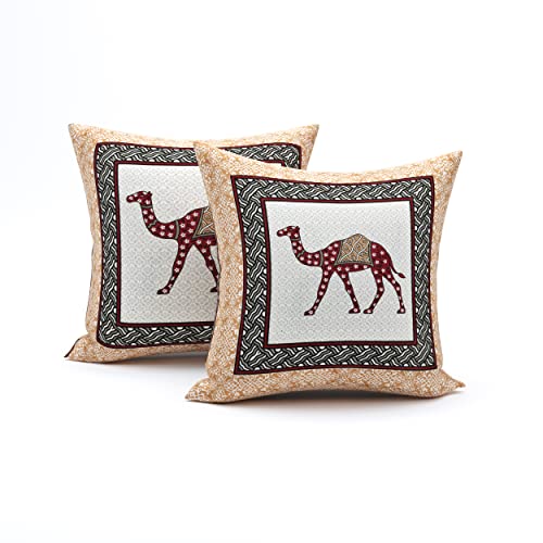 Image of BLOCKS OF INDIA 200Tc Diwan Set Cotton 8 Piece | Deewan Printed Bedsheet Sets For Living Room Hall (Set Of 8 Piece, 1-Bed Sheet | 2-Bolster Cover | 5-Cushion Cover (Color 11), Brown