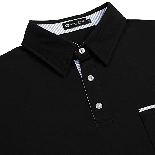 Men's Polo Shirt Short Sleeve Fashion Diagonal Strips Collar Classic Casual T-Shirt with Pocket4