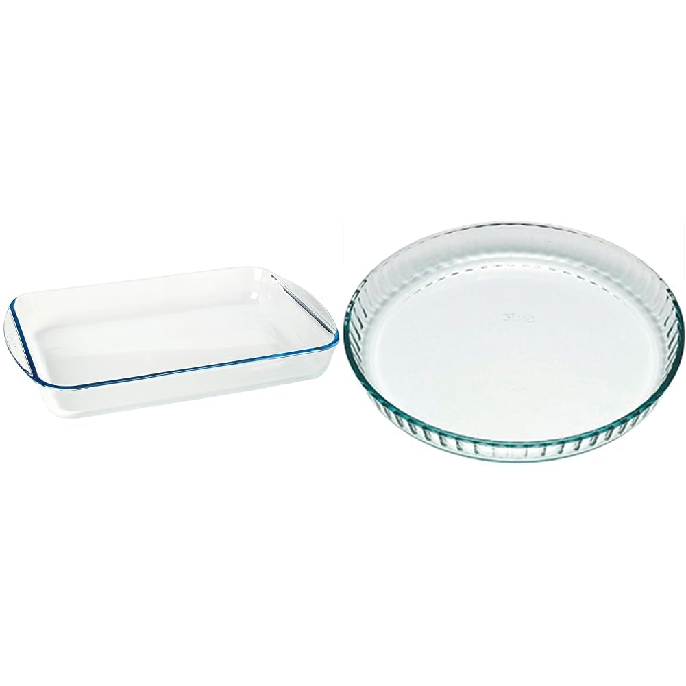 Bake & Enjoy moule à tarte 28 cm et plat rectangulaire en verre Pyrex