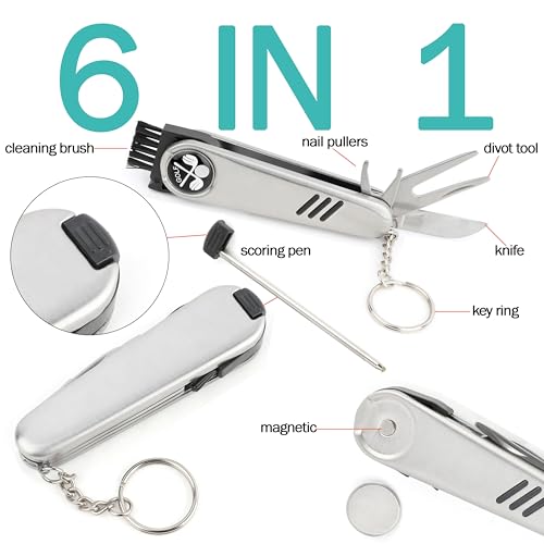 wolfman Golf Accessories Set with Hi-End Case, Golf Balls, Rangefinder, Golf Tees, Brush, Multifunctional Divot Knife, Scorer, Golf Ball Clamp for Women and Men Golf Gifts (Brown) - Thumbnail 3