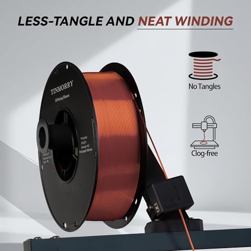 Image of PLA Filament 1.75mm, TINMORRY 3D Printer Filament, 1kg (2.2lbs), Compatible with Bambu FDM 3D Printer, Silk Copper