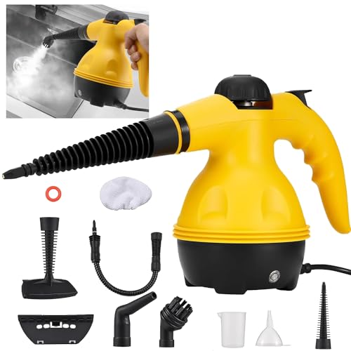 La Mejor review de Limpiadora alta presión Top cinco. 37 Limpiador de Vapor, 1000W Limpiador de Vapor de Alta Presión, Con 9 Accesorios. Maquina de Vapor para Limpieza, Adecuado para Cocinas, Baños, Muebles y Coches, Limpieza de Suelos...