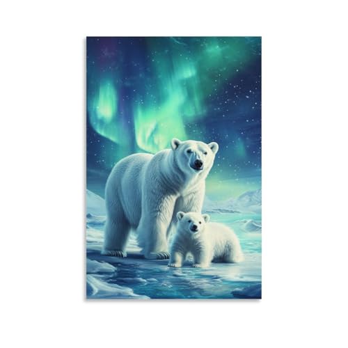 Oso polar cuadro en lienzo que transforma tu dormitorio en un refugio natural