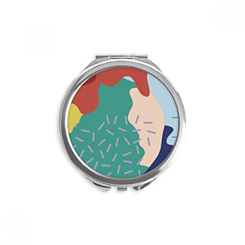 Miroir rond de poche motif plantes abstrait accessoire maquillage nomade multicolore