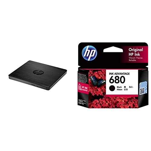 Image of HP F6V97AA#ACJ External USB DVD-RW Drive & 680 Original Ink Advantage Cartridge (Black)