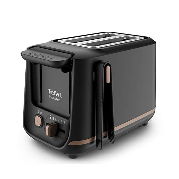   Tefal-Includeo-Toaster-with-2-Slots-Magnetic-Clamps-Large-Orders-7-Levels-of-Gilding-Removable-Crumb-Tray-Lift-Function-TT533811-Black
