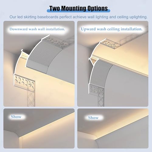 Moldura de Corona LED canal para zócalo blanco y difusor de aluminio 5