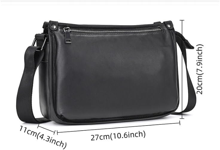 Men's Single Shoulder Bag Black Outdoor Casual Small Crossbody Flip Top Computer