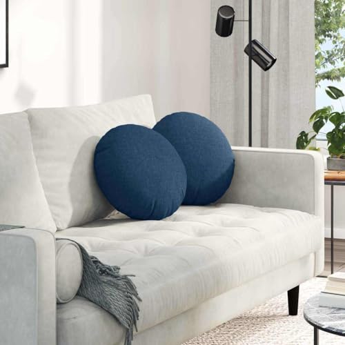 Image of mzdioop Seat Cushion 2 Pieces Blue Diameter 40 x 13 cm Fabric Padded Soft Ergonomic with Removable Cover Washable for Chair, Bench, Floor, Living Room, Dining Room, Office, Indoor Use