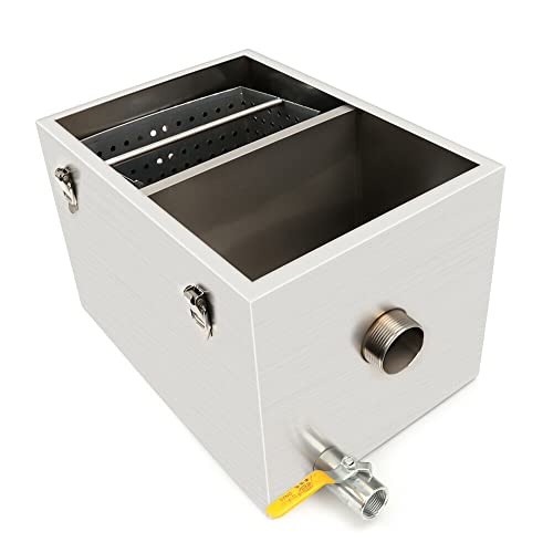 Interceptor de grasa para trampa de grasa, separador de aceite y agua de acero inoxidable de 25 L para fregaderos comerciales, filtro eficaz de residuos de grasa para restaurantes y comida para llevar