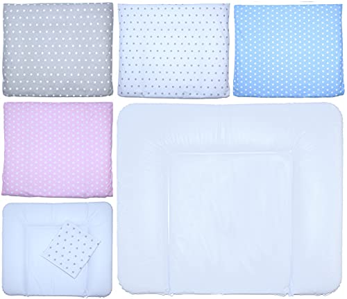 Wickelauflagenbezug - Wickelauflage -75x85 cm- Bezug für Wickelauflage Baumwolle (Sterne weiß auf Grau, Nur Bezug)